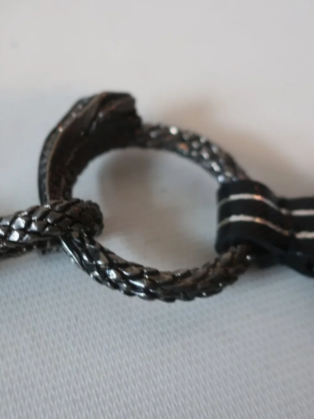 Womens Unbranded Silver Black Metal Python Snake Head Chain Link Waist Belt M